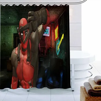 

ShunQian Deadpool New Custom Polyester Fabric Printing Shower Curtain Bathroom Waterproof With Hook Bath Curtain Gift