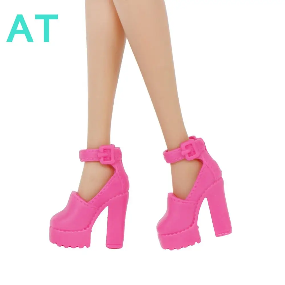 Высококачественная разноцветная обувь на высоком каблуке; сандалии смешанного стиля; повседневная одежда; нарядная одежда для куклы Барби; аксессуары; Подарочная игрушка - Цвет: NO.AT