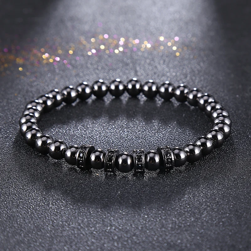 New Round Stopper Bracelets Men Beaded Copper Beads Bracelet New Round Stopper Bracelets Men Beaded Copper Beads Bracelet Bangle Uni Micro Inlay Zircon Elastic Line In Charm From Jewelry
