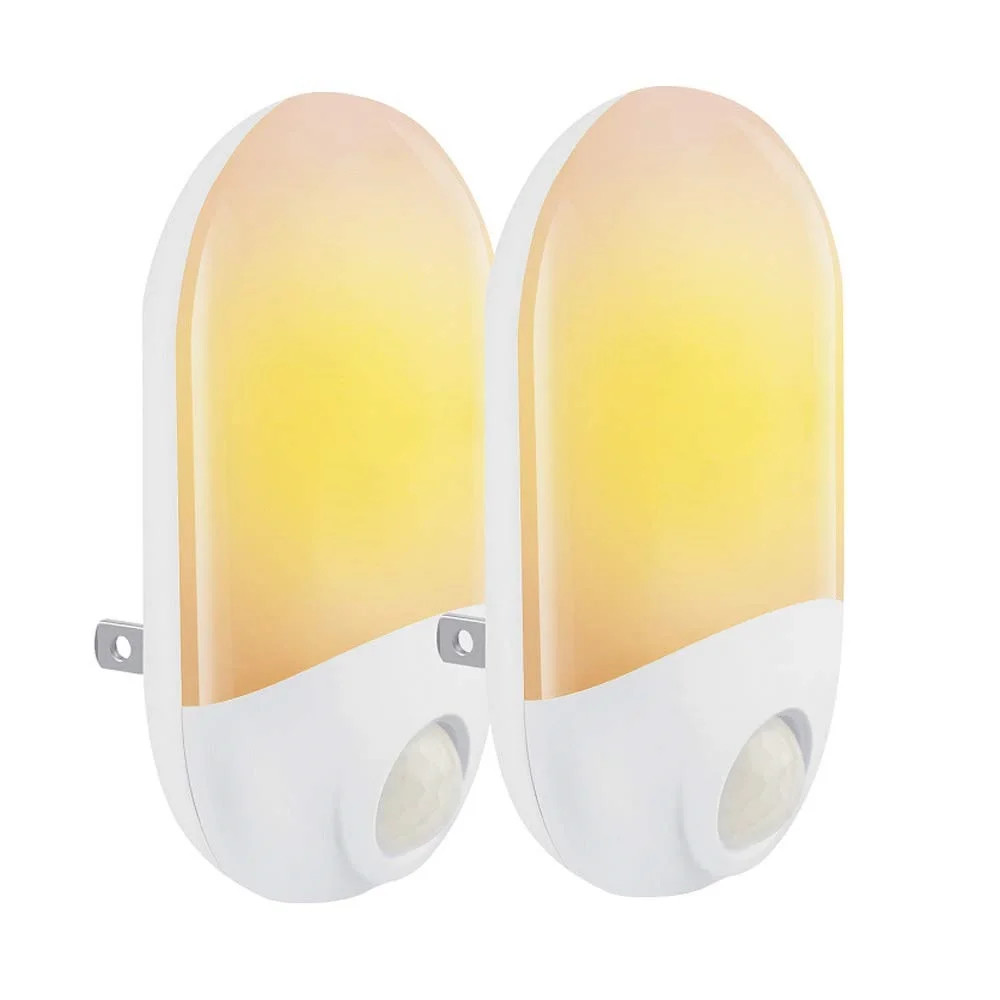 

2 Packs Night Light Plug In Double Induction Motion Sensor Socket Light 0.7W Led Smart Home for Bedroom Staircase Toilet Light