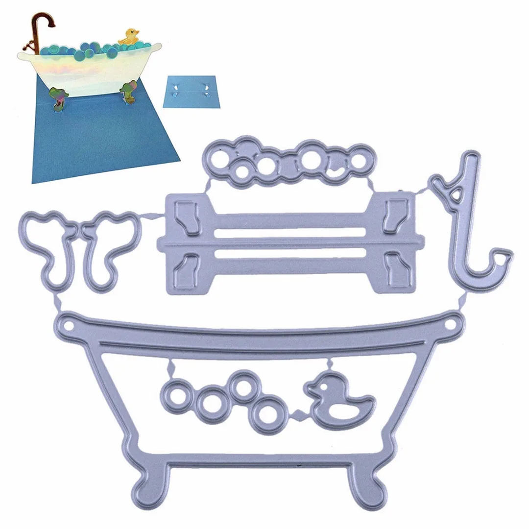 JX-LCLYL 97*73mm Carbon Steel Pop Up Bathtub Design Cutting Dies Stencil