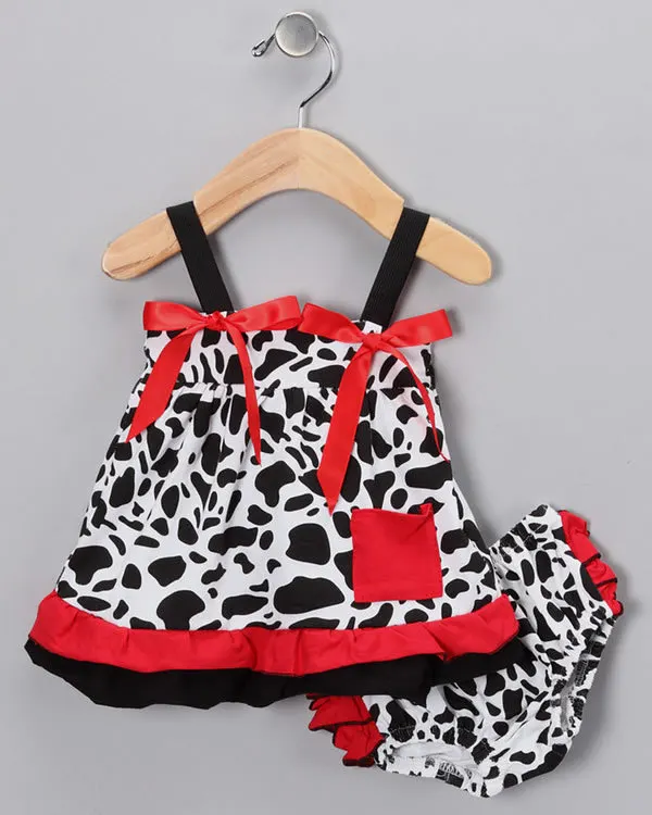 2pcs Baby Girl Clothes Kids Newborn Cute Cow Tank Top+Shorts Tops+Pants