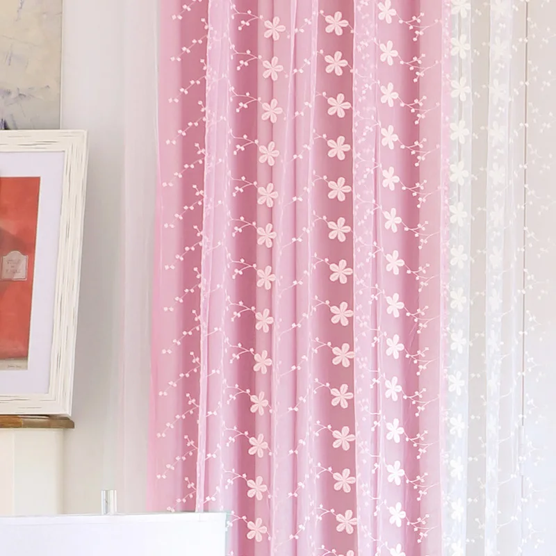 Window Curtain Living Room Embroidery Tulle Home Decor Blind Window Curtain Living Room Embroidery Tulle Home Decor Blind Fabric Princess Panel Blue Pink D Bedroom