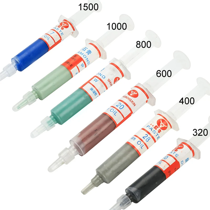 6pcs Diamond Polishing Lapping Paste Compound Syringes 0.5 ~40 Micron Glass Metal Grinding Polishing AbrasIve Tools