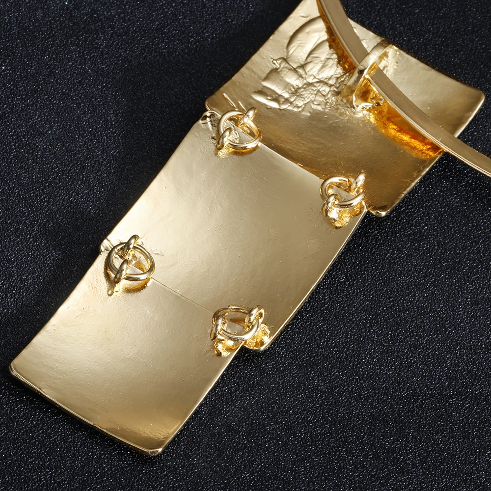 VIVILADY Boho массивные Металлические Ювелирные наборы золотого цвета колье-чокер геометрической формы квадратное Ожерелье Серьги африканские женские свадебные вечерние подарки