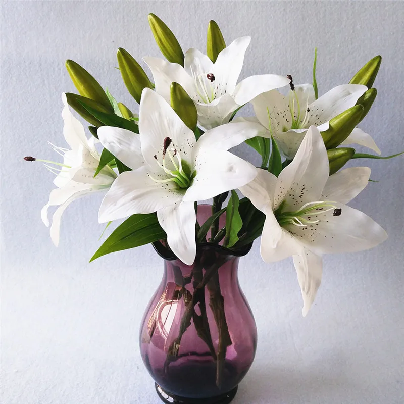 Mini PVC Perfume Lily Artificial Flowers Style Desk Ornaments