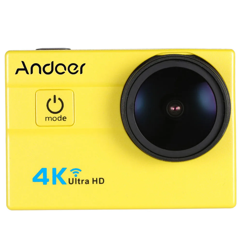 Andoer WiFi 4K камера Ultra HD 1080P спортивная экшн-Камера 2," lcd 16MP 4X Zoom 173 градусов широкоугольный объектив Mni камера DV - Цвет: Цвет: желтый