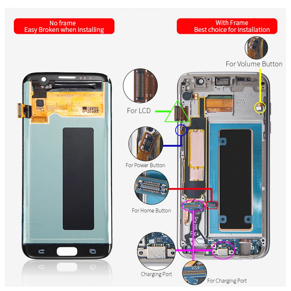 Оригинальный 5 ''Супер AMOLED LCD для Samsung Galaxy S7 Edge ЖК дисплей сенсорный экран
