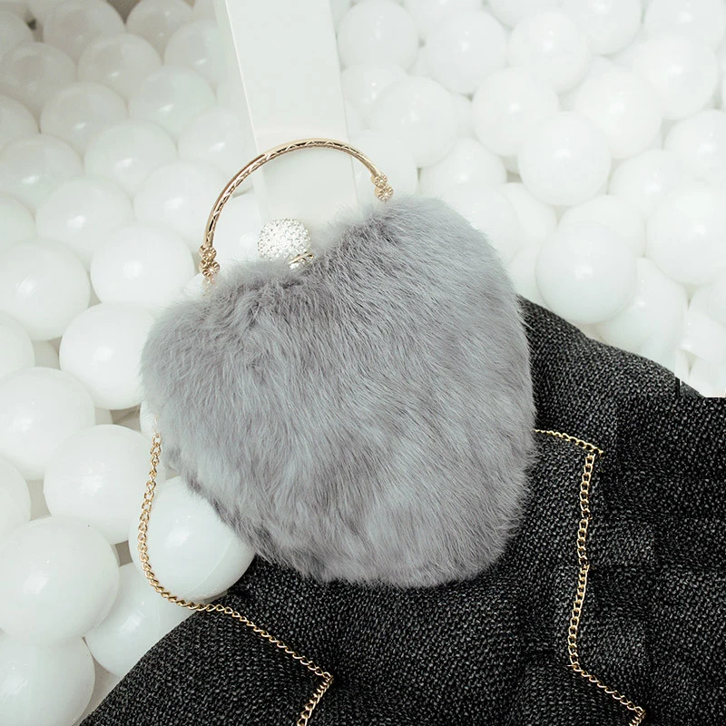 

UKQLING Brand Luxury Winter Bag for Women Clutch Purse Cross Body Evening Party Hand Bag Fur Day Clutches Sac Lady Messenger