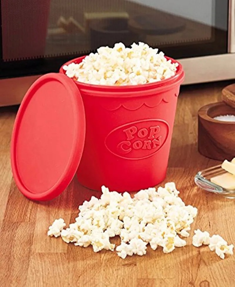 

High Quality Silicone Microwave Popcorn Maker Bucket Snack Bucket Family Party Supplies Kitchen Tools Popcorn Container