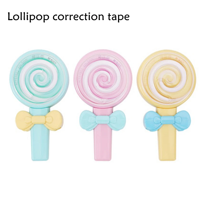 

1PC Cute lollipop modeling correction Tape Student writing error correction tools 5mm white correction tape