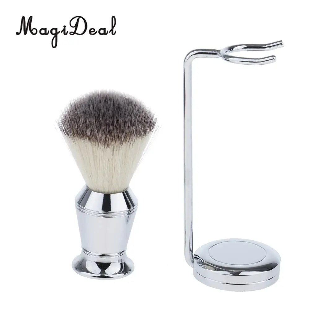 Set of 3pcs Men's Shaving Brush Stand Nose Hair Remover Grooming Scissors Eyebrow Trimmer Beard Shaping Tools