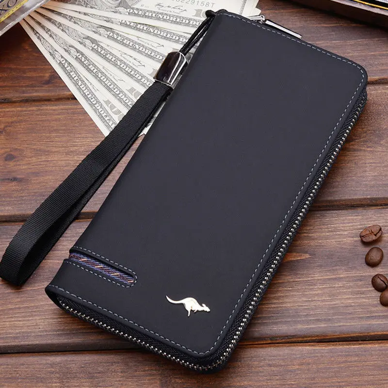 Style 6 Black Мужской кожаный двойной держатель для ID карты Длинный кошелек с чековой книжкой клатч - Цвет: Style 6 Black