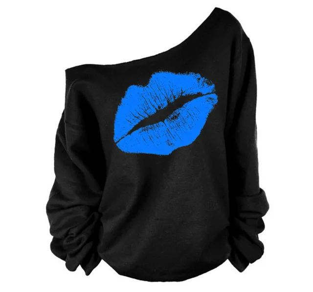 Черный вязаный свитер с открытыми плечами Женский Осенний джемпер Pull Femme с большими губами сексуальный зимний Повседневный Свободный пуловер