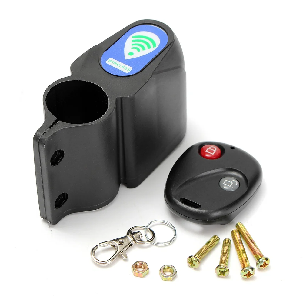 

Black Alarm Anti Theft Lock Waterproof with Wireless Remote Control Cycling Bicycle Bike Security 9V Battery Safe Equipment