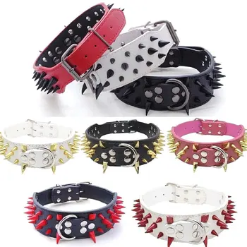 

Rivet PU Leather Dog Collar Cool Spiked Studded Pet Puppy Collars for For Small Medium Large dogs