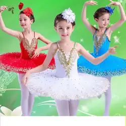 Белое балетное платье-пачка для девочек, балетное платье с лебедем и озером, танцевальная одежда для женщин, 4 цвета