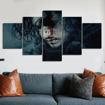 

5 Piece Jon Snow A Song of Ice and Fire Artwork HD Wall Pictures Game of Thrones Movie Poster Canvas Paintings for Wall Decor