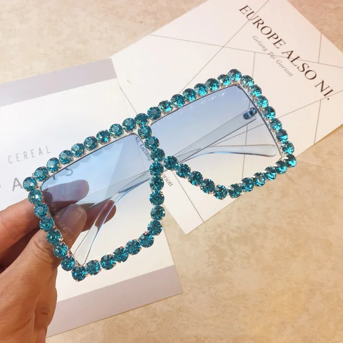 Oversized Crystal Sunglasses Women Square  sunglasses Bling Rhinestone Sun glasses for Woman Luxury Fashion Shade UV 400 fashion sunglasses Sunglasses