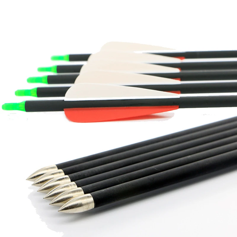 

12pcs 31.5" Carbon Archery Arrow for Compound Rescure Bow with Fixed Arrowheads For Shooting Hunting