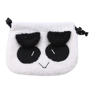 

Fluffy Panda Face Pouch Makeup Cosmetic Drawstring Bag Multifunctional Storage Bag With Coin Purse Soft Pouch Travel Organizer