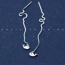 Новинка реальные. Серьги из стерлингового серебра 925 пробы с дельфинами, длинные серьги из стерлингового серебра, ювелирные изделия GTLE803