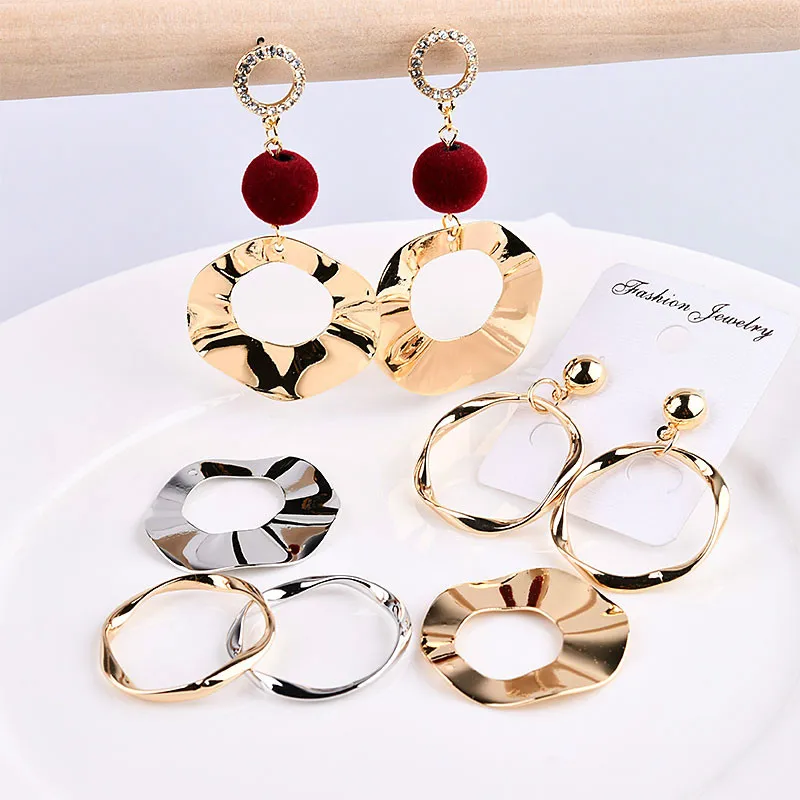 

Pure copper electroplating Korean version wave round torsion round accessories DIY earrings necklace pendant material