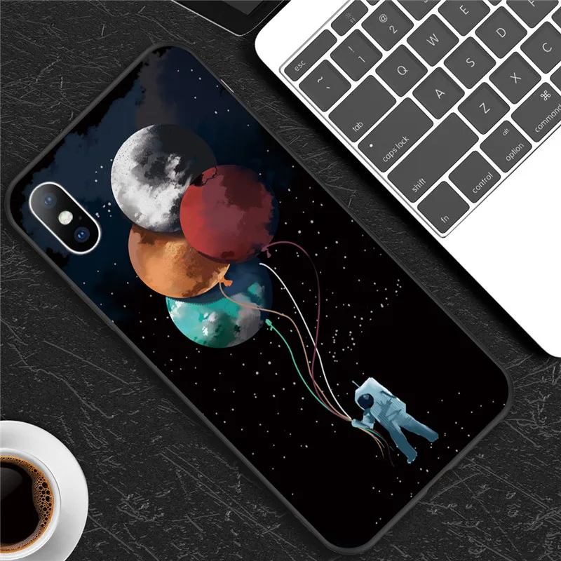 USLION мультяшный астронавт чехол для телефона для iPhone 7 6 6s 8 Plus XS Max ТПУ силиконовый чехол s для iPhone X XR 5 5S SE Moon Stars - Цвет: AC3486