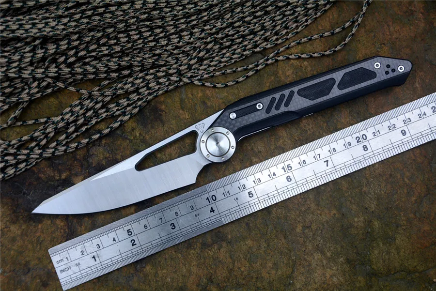 

STEDEMON NOC Knives DG04 folding chef knife 440C blade carbon fiber handle ball bearing washer outdoor camping hunting knife