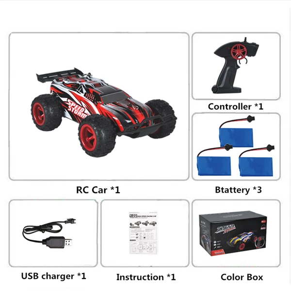 Радиоуправляемая машинка на радиоуправлении, светодиодные игрушки для детей, для мальчиков, внедорожная машина на дистанционном управлении, автомобиль машины на Qadio, автомобиль 1:22, 2,4G, 2WD - Цвет: Red 3B Color Box