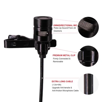 

Dual Head Lavalier Microphone Condenser Audio Recording Mic for Phone Canon Nikon Sony DSLR Recorder EM88