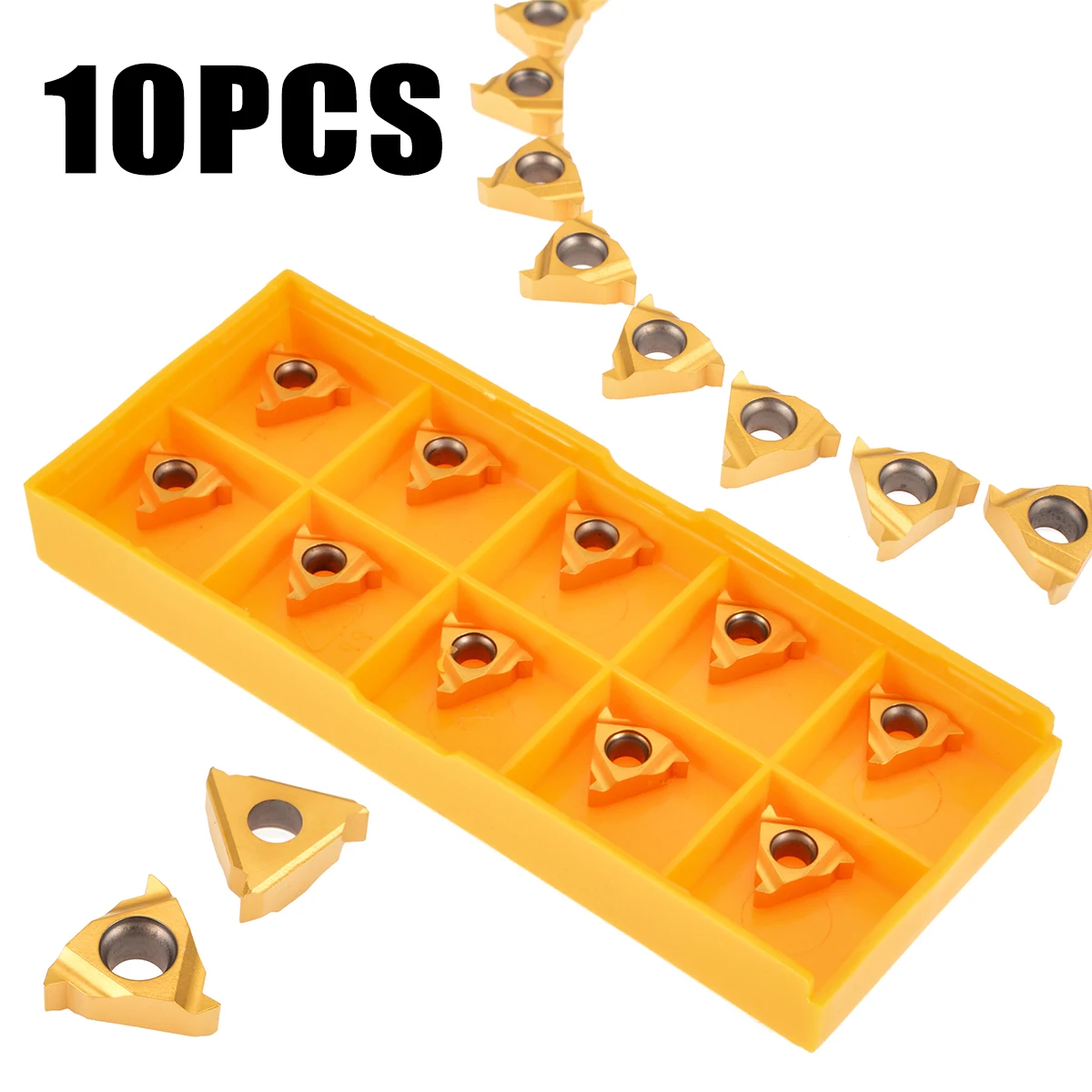 10pcs Mayitr 11ir A60 Carbide Insert Golden External Threading Inserts