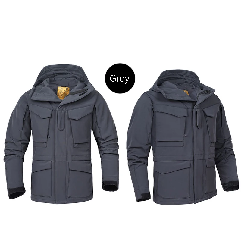 Осенняя и зимняя Мужская мягкая куртка в виде ракушки военный фанат пальто Тактический тренировочный Тренч пальто уличная Мужская камуфляжная куртка - Цвет: Grey