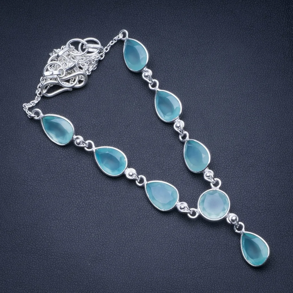 

Natural Chalcedony 925 Sterling Silver Y-Shaped Necklace 19" R2763