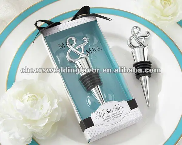 

Fast Delivery 30 Pcs/lot Factory Directly Sale Wedding Favor "mr. & Mrs." Chrome Ampersand Bottle Stopper Wholesale