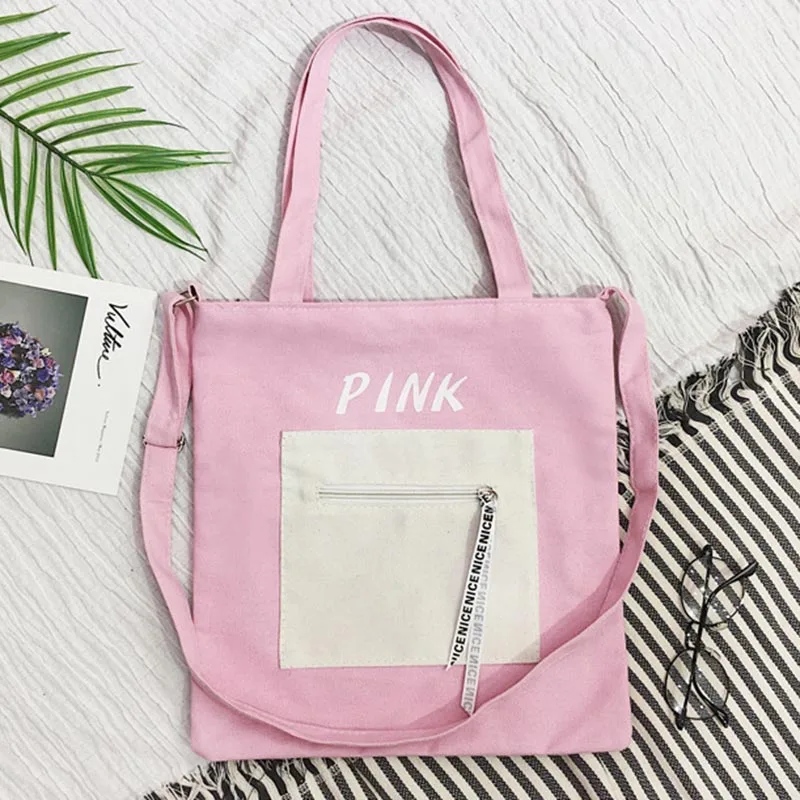 

New Arrivals Hot Fashion Women Female Canvas Bags Simple Casual Shopping Bags Shoulder Bags