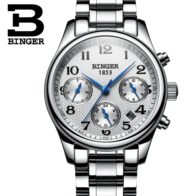 Швейцарские женские часы Бингер, роскошные брендовые японские кварцевые часы с механизмом, водонепроницаемые часы Relogio Feminino, сапфировые часы B-603W-1