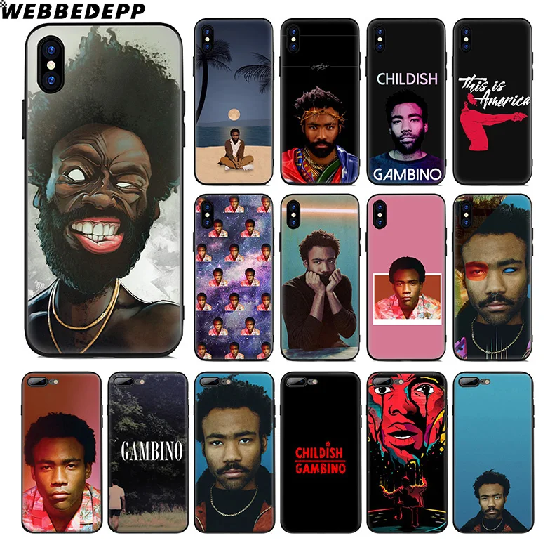 WEBBEDEPP Childish Gambino Rap Soft Silicone Case for Apple iPhone 11 Pro Xr Xs Max X or 10 8 7 6 6S Plus 5 5S SE TPU |