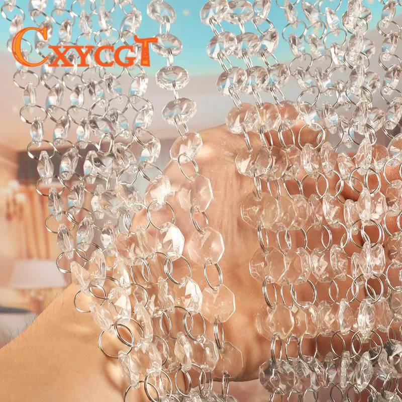 Billig Garland Diamant K9 Kristall Achteckigen Perlen Vorhang Bead Anhänger Beleuchtung für Anhänger DIY Dekoration 5m 14mm