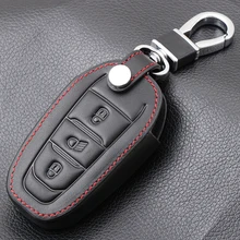 VCiiC-Funda de cuero genuino para caja de llave remota inteligente, cubierta para Peugeot 3008/508/2008, Citroen C4L/DS6/C6/DS5, estilismo de coche L80