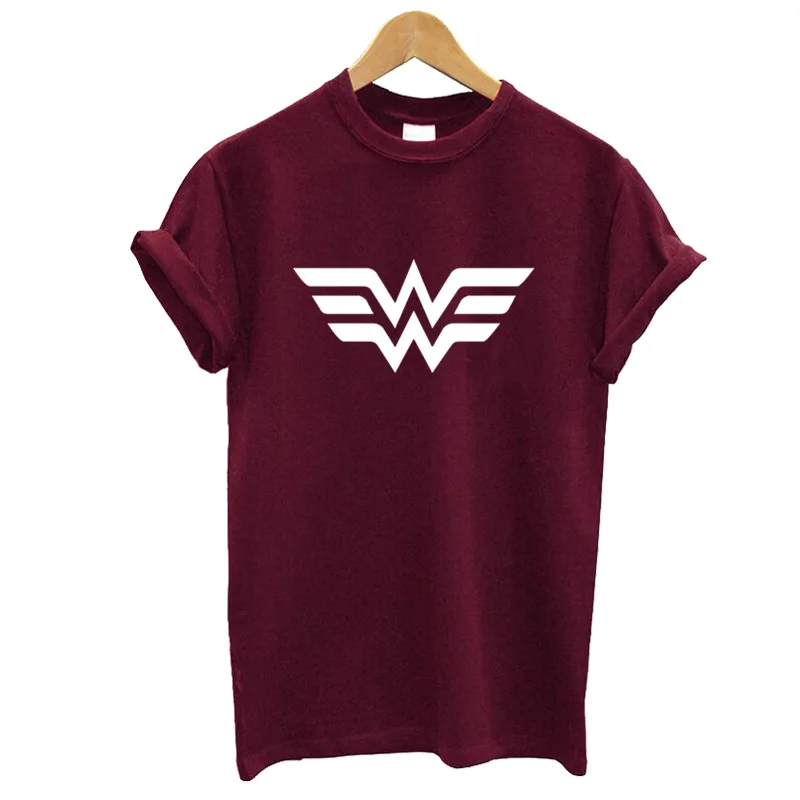 

High Quality Elastic Cotton Women T-shirt Anime Wonder Woman T Shirt Superhero Tee Femme Printed Harajuku Manga Tshirt