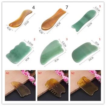 

1PCS Natural Green Jade Guasha Board Massage Tool SPA Acupuncture Scraper Stone Facial Anti-wrinkle Treatment Body Health Care