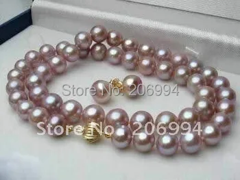 

new arrive 8-9mm Purple Cultured Pearl Necklace+earring 17" fashion jewelry set
