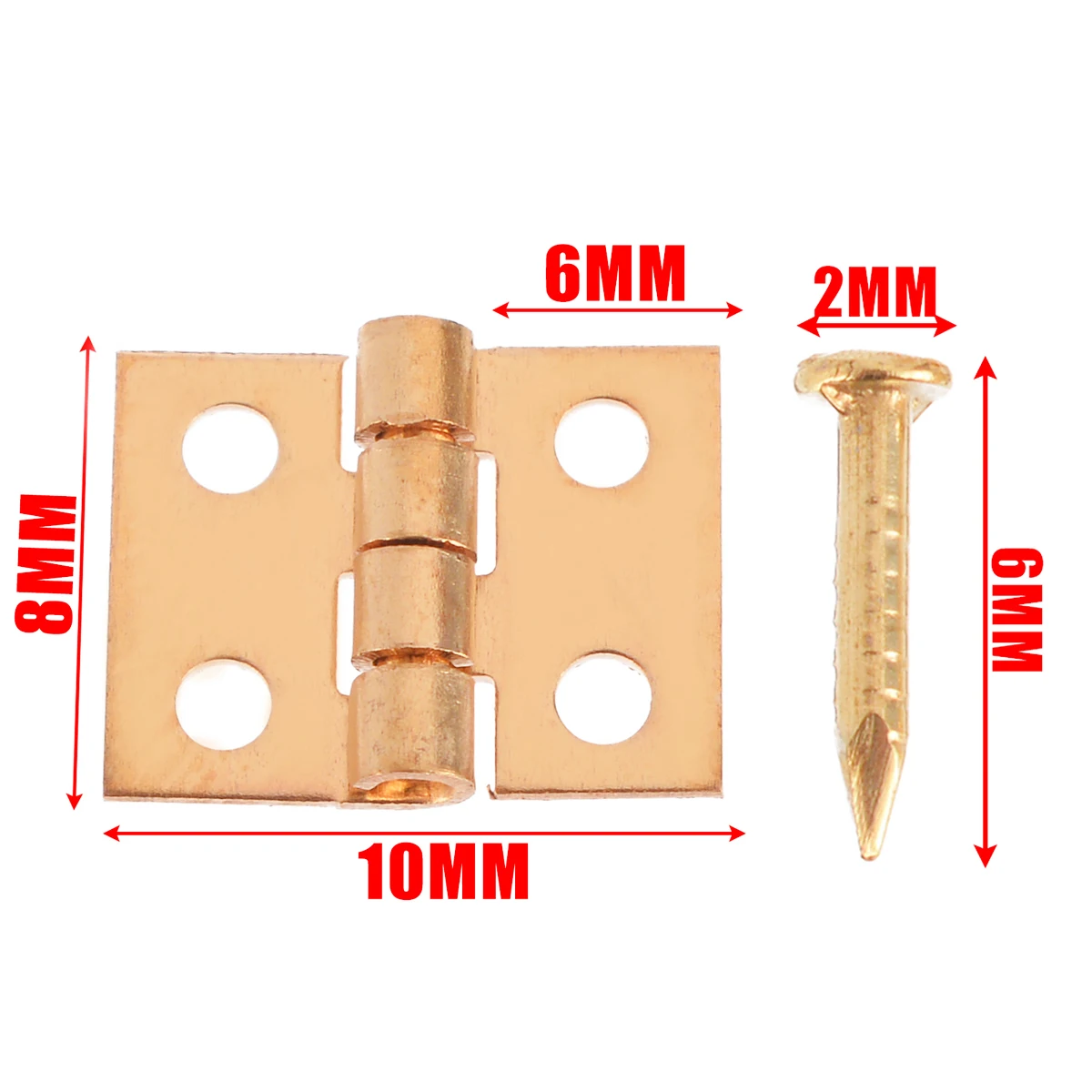 20шт 8*10 мм золотой маленький декоративный шарнир, деревянная коробка, дверные петли для шкафа, мебельные гвозди, аксессуары