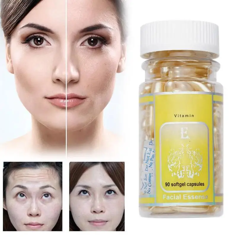 90pcs/bottle Vitamin E Essence Capsules Anti-aging Serum Spot Acne Removing Whitening Cream Essence VE Facial Freckle Capsule