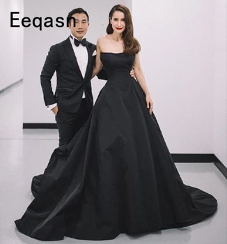 

2020 Strapless A-Line Prom Dresses Formal Sleeveless Floor Length Vestidos De Soiree Women Special Occasion Evening Gowns