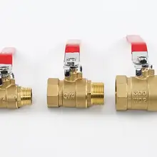 Утолщение латунь большая ручка внутренний и внешний провод медный шаровой клапан двухсторонний шаровой клапан масляный водяной воздушный клапан переключатель DN15-25