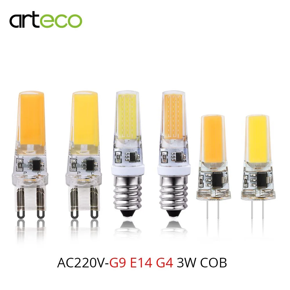 AC 220 В Светодиодная лампа E14 G4 G9 COB Чип 2609 SMD светодиодный прожектор кремния для