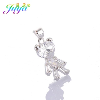 

Gold/Rose Gold Handmade Cubic Zirconia Animal Toy Bear Suspension Charm Pendant Accessories For Women Kids Jewelry Making