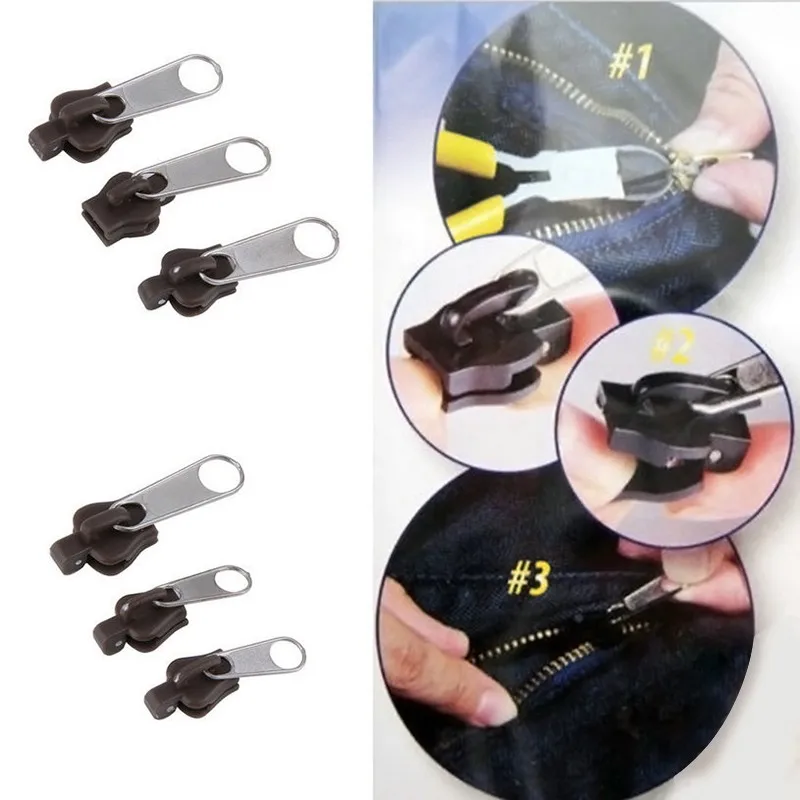

6Pcs Fix A Zipper Zip Slider Rescue Instant Repair Kit Replacement Replacement slider zipper fix zipper pull black metal